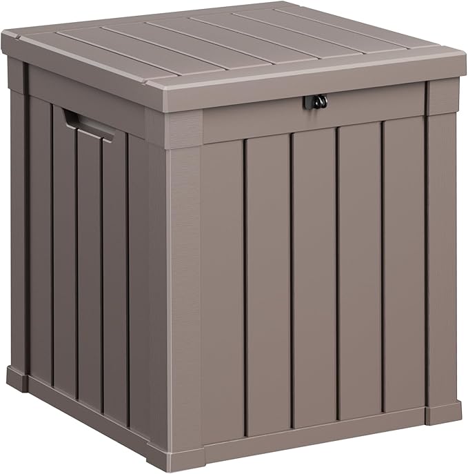 40 Gallon Resin Deck Box, Lockable Patio Outdoor Storage Box for Furniture, Garden Tools and Tools Storage, Waterproof Outside Storage Boxes - Grey OutdoorLivingPerfected