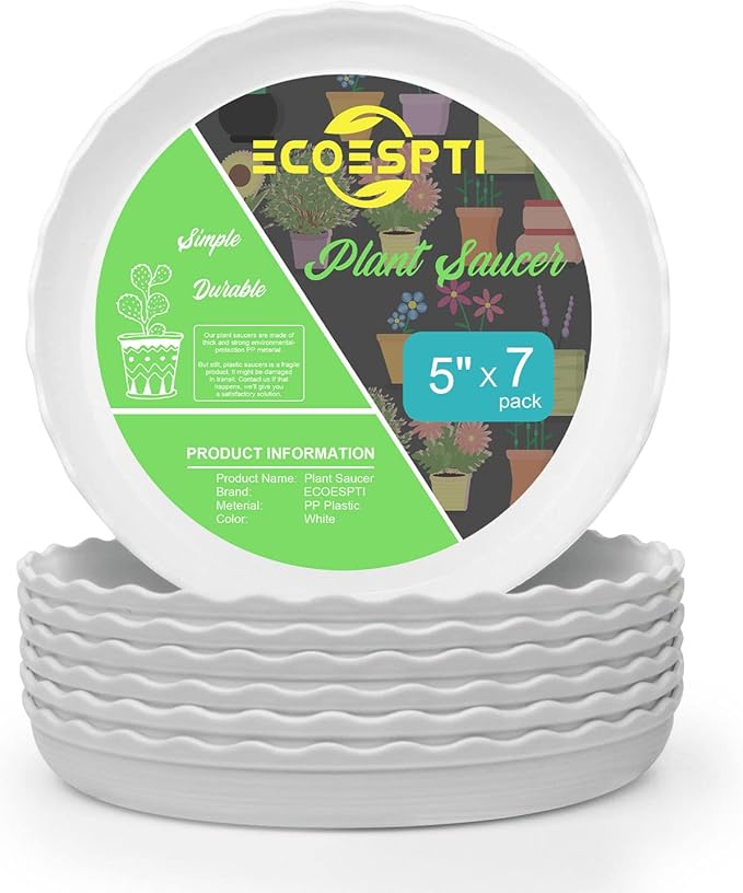 Plant Saucer, 7 Pack 5 Inch Durable Plastic Plant Tray, White Round Plant Pot Saucers, Drip Tray for Indoor and Outdoor Garden Lifecouldbesointeresting
