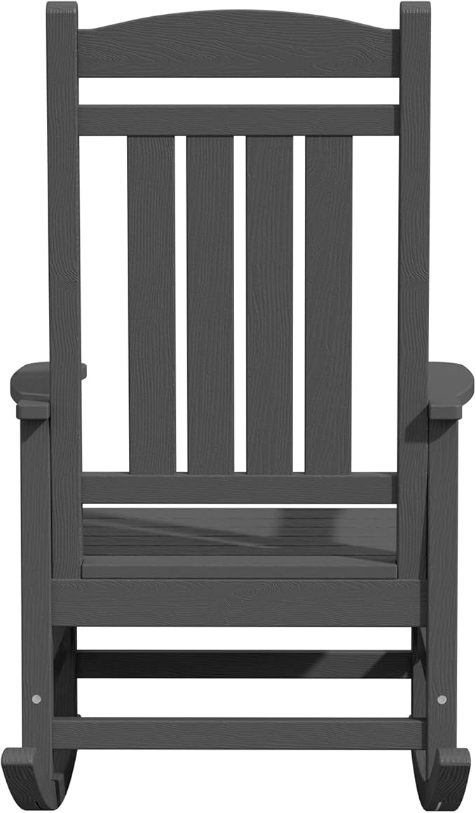 KINGYES Oversized Outdoor Rocking Chair Set of 4, High Density Polyethylene Patio Rocking Chairs with 330lbs Support for Adults, Gray KINGYES