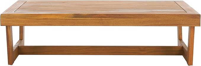 SAFAVIEH Outdoor Patio Furniture Collection Lynn Natural Brown Slatted Top Solid Wood Coffee Table (PAT7330A) SAFAVIEH