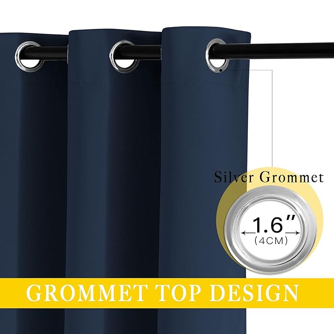 NICETOWN Bedroom Window Treatment Blackout Curtain Panel - Thermal Insulated Blackout Curtain Drape/Drapery for Sliding Glass Door/Patio (Navy, 1 Panel, 80 x 95 inch) NICETOWN