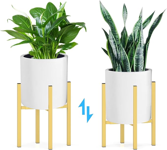 Plant Stand for 10"-16" Plant Pot Indoor Outdoor Corner, Adjustable Metal Heavy Duty for Large Pot (Golden 1 Pack) DDPow