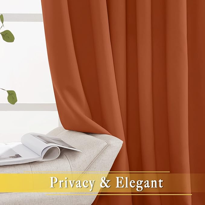 NICETOWN Burnt Orange Blackout Curtain for Sliding Door, Grommet Patio Door Curtain Wide Window Treatment Privacy Thermal Curtain for Bedroom/Living Room (1 Panel, W80 x L95) NICETOWN