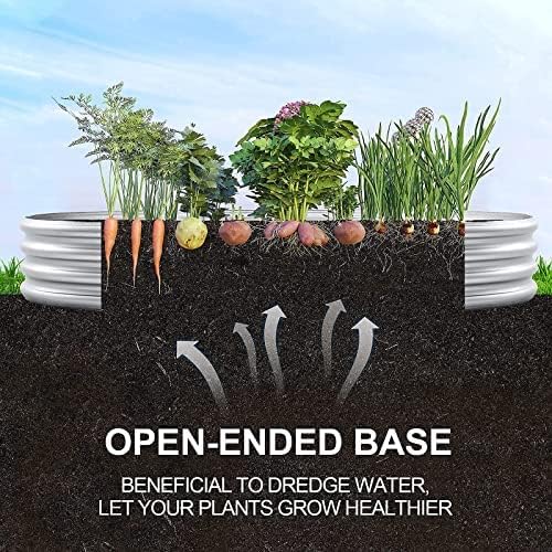 Land Guard 2Pcs Galvanized Raised Garden Bed Kit, Galvanized Planter Oval Large Metal Raised Garden Boxes Outdoor for Vegetables… LandGuard