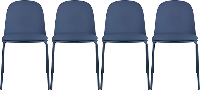 2xhome Parent Modern Stackable Armless Dining Chair | Plastic Shell Seat with Metal Legs | Indoor or Outdoor Use | Home Kitchen Patio (4, Blue, Padded Seat) 2xhome