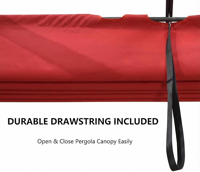 Pergola Shade Cover Replacement Canopy Top Compatible with 10 X 10 ft 6-Bar Pergola Frames - Red (Canopy Size 116" W x 95" L, Canopy Top Only) Rootora