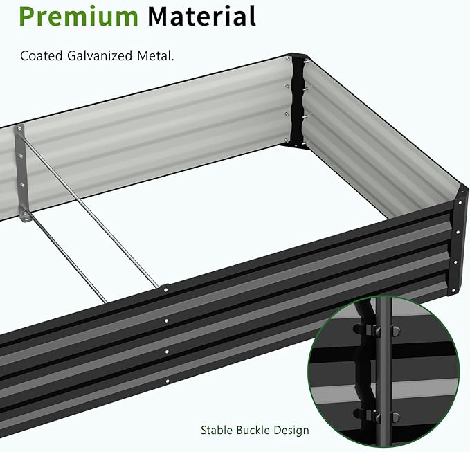 DoCred 3 in 1 Raised Garden Bed with 87in Tall Arch Trellis for Climbing Plants, Galvanized Planter Garden Box Outdoor for Gardening, Climbing Vegetables, Flower, Black DoCred
