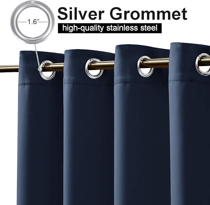 NICETOWN Outdoor Curtain for Patio Waterproof Extra Long 120", Windproof Thermal Insulated Top and Bottom Stainless Steel Grommets Blackout Outdoor Drape for Arbor, Navy Blue, 1 Piece, 52" Wide NICETOWN