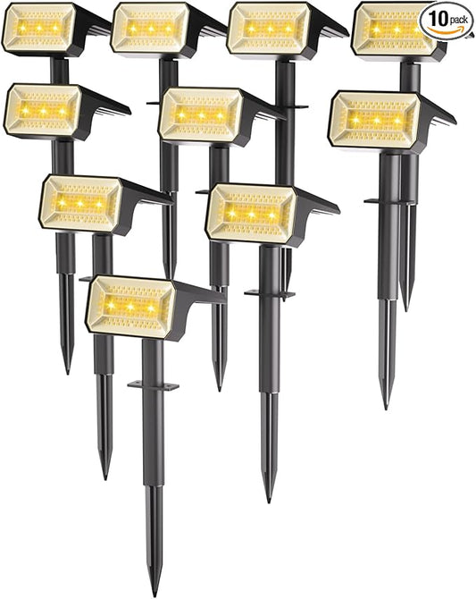 Fabrito Solar Spot Lights Outdoor 10 Pack, [108Leds, 4 Modes] Auto On/Off Spotlights, IP67 Waterproof Landscape Lights for Tree, Yard, Patio, Pool, Pathway, Driveway, Warm White Fabrito
