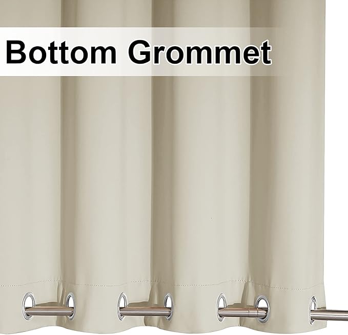 NICETOWN 2 Panels Weighted Blackout Curtains Waterproof & Windproof, Thermal Insulated Room Darkening Top & Bottom Grommet Fixed Drapes Keep Privacy for Cabana/Porch, Beige, W52 x L84 NICETOWN