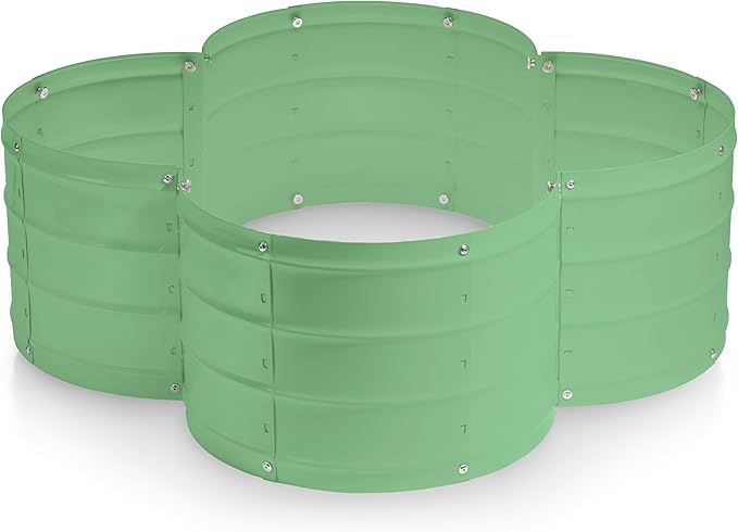 Plant & Plot Galvanized Raised Garden Beds Outdoor // 3×3×1 ft Planter Raised Beds for Gardening, Vegetables, Flowers // Large Metal Garden Box (Light Green) // Patented Tool-Free Design PlantPlot