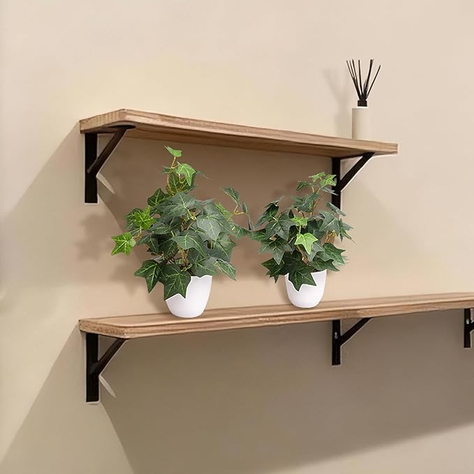 alyptus Fake English Ivy Plants in Pots Set of 2 – Realistic Artificial Ivy Greenery for Home Decor, Tabletop, Office, Shelf, Balcony or Bathroom - Green with White Pots ALYPTUS