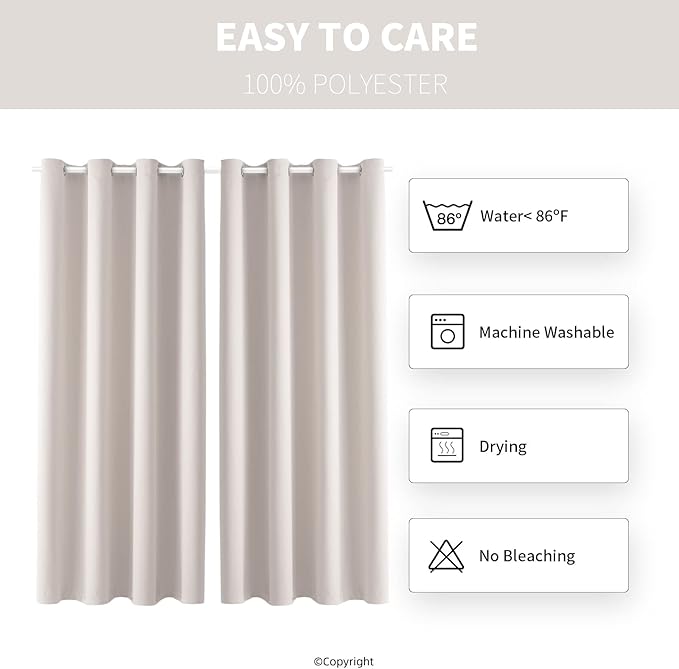 Outdoor Indoor Curtains W52 x L108 for Patio - Weather-resistant Window Panels Privacy Protect Grommet Top Thermal Insulated Home Curtain for Porch Pergola Lawn Garden Hot Tub Area (2 Panels) DivaenCamino