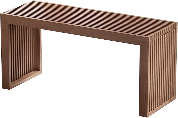 Bamboo Dining Bench, 35 inch Farmhouse Decor Indoor Kitchen Table Bench, Entryway Shoe Rack Bench, Outdoor Bench, Solid Bamboo Benches for Living Room, Hallway, Bedroom, Bathroom (Walnut, Long) HEALTHYYOU