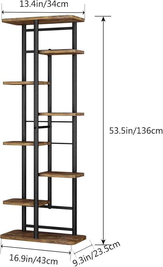 LINZINAR Plant Stand 8 Tier 9 Potted Multiple Flower Pot Holder Shelf Indoor Outdoor Planter Rack Storage Organizer for Patio Garden Corner Balcony Living Room (Black, 8 Tier) LINZINAR