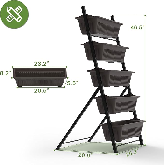 G TALECO GEAR Vertical Garden Planter, 5 Tiers Vertical Raised Garden Bed Metal Elevated Herb Planter Box Vegetable Flower Planters for Patio Deck Outdoor Indoor TalecoGear