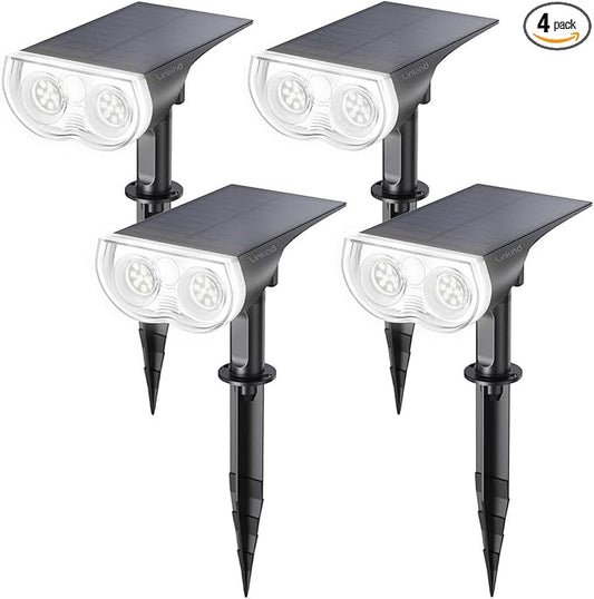 Linkind Solar Lights Outdoor Waterproof IP65, StarRay Dusk-to-Dawn Outdoor Solar Lights, 3 Lighting Modes Solar Spot Lights Outdoor for Garden, Yard, Landscape (Daylight, 4 Pack) Linkind