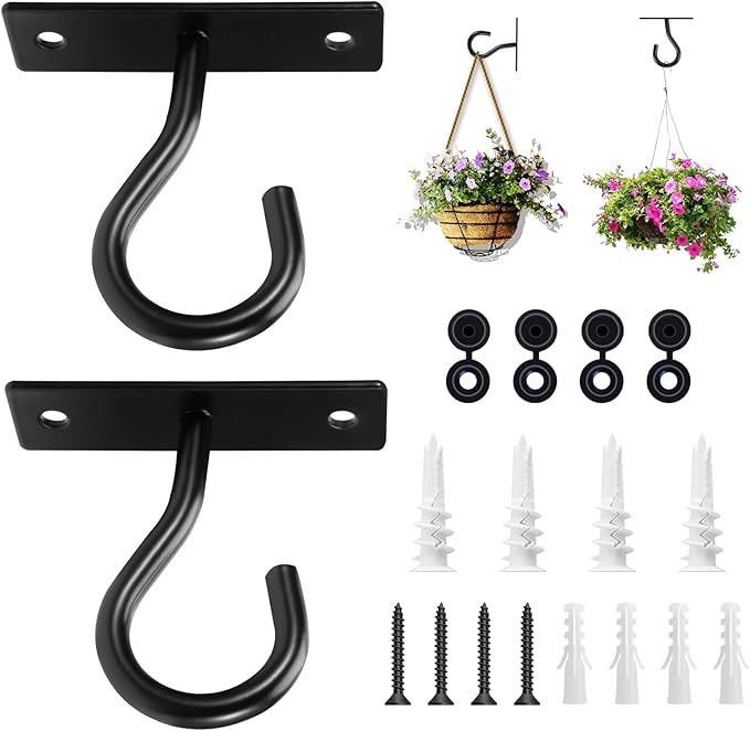Ceiling Hooks for Hanging Plant, Hanger for Indoor and Outdoor Plant Pots Holder, Wall Hook for Planters, Flower Basket, Wind Chimes, Lanterns, Lights, Bird Feeders, Home Decor-2.5Inch 2Pack AnDocK