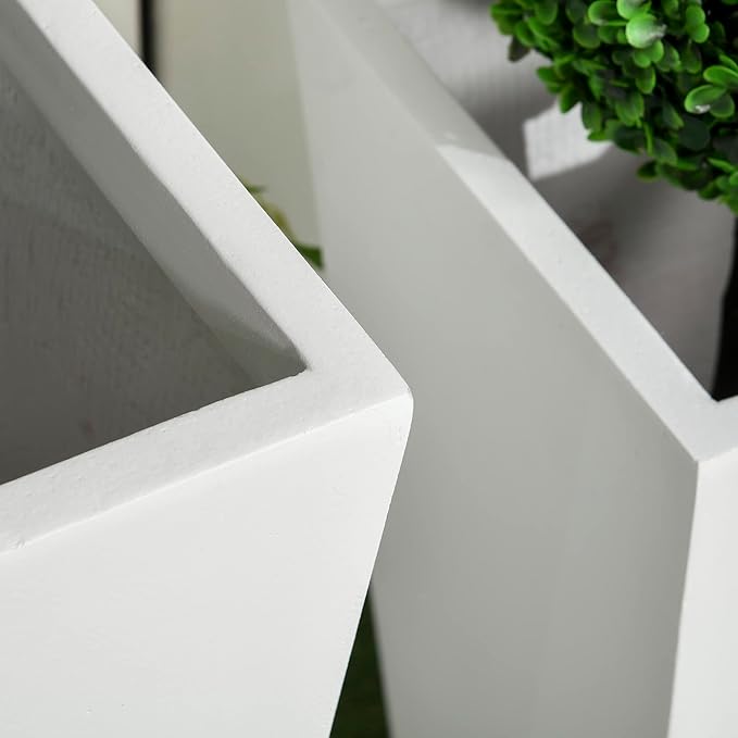 Outsunny 2-Pack Outdoor Planter Set, Flower Pots with Drainage Holes, Durable & Stackable Plant Pot, 22in & 18in, for Porch, Entryway, Patio, Yard, Garden, White Outsunny