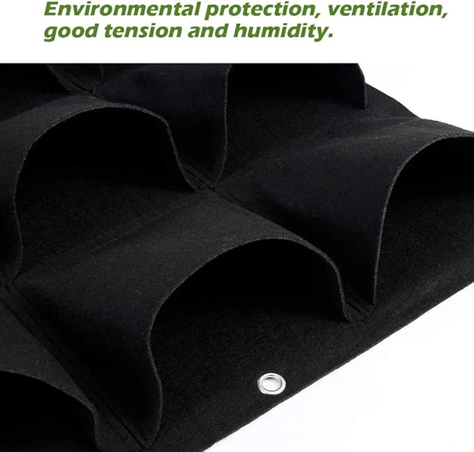 Hanging Planting Grow Bags, 64 Pockets Hanging Vertical Wall Planter Wall Mounted Grow Bag Outdoor Indoor Gardening Vertical Greening Flower Container, Planting Bags Storage Bags(1.0 m × 1.0 m, Black) LITLANDSTAR