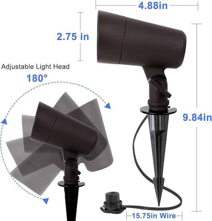 3CCT LED Landscape Lights with Connectors, 12V Low Voltage, 3000K/4000K/5000K Selectable, 3W, 200LM, Outdoor Waterproof Garden Pathway Lights Wall Tree Flag Spotlights with Spike Stand, 8 Pack EENERGETICLIGHTING
