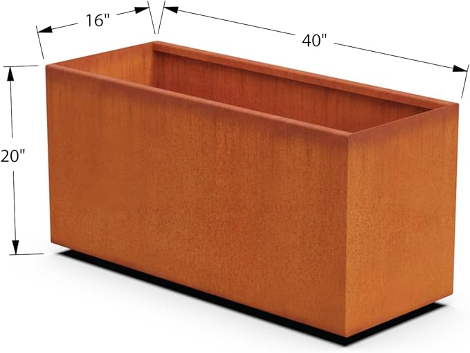 Plantercraft Large Rectangular Planters for Outdoor Plants - 40x16x20 Inch Corten Steel Planter Box | Extra Large Outdoor Planters for Patio & Garden | Heavy Duty Metal Planter, Fully Assembled Plantercraft