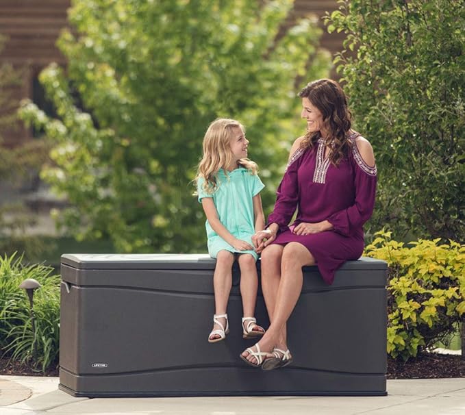 LIFETIME 60298 Heavy Duty Outdoor Storage Deck Box, 130 Gallon, Gray Lifetime