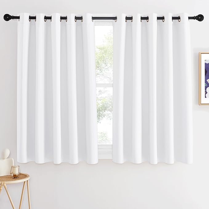 NICETOWN Room Darkening White Curtain for Bedroom - Window Treatment Thermal Curtain Grommet Light Blocking Sound Reducing Drape Privacy for Cafe/Kitchen (1 Panel, W66 x L54) NICETOWN