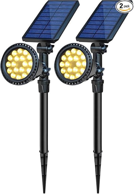 Solar Spot Lights Outdoor, Waterproof Solar Landscape Spotlights 18 LED 2-in-1 Uplights Adjustable Flag Pole Lights Solar Powered 3000k Warm White for Garden Yard Driveway Pathway OSORD