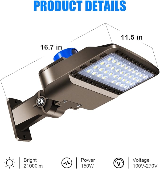 Juyace 3 Pack 150W LED Parking Lot Light Dusk to Dawn, 21000LM Super Bright Shoe Box Street Lights, IP65 Waterproof Commercial Area Flood Lighting for Yard Barn Wall Mount, 110-277V, 5000K Daylight Juyace