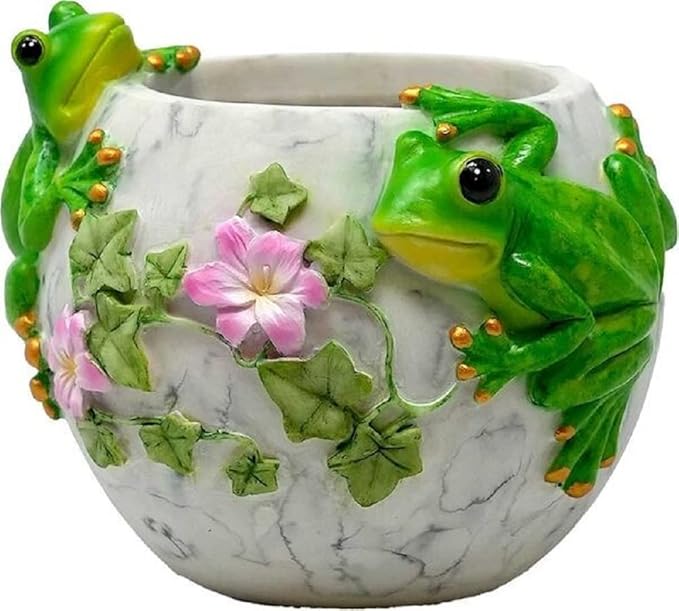 Spoontiques Frogs Flower Pot, Home Décor, Tabletop Decoration, Vase Window Décor, Indoor Outdoor Décor Spoontiques