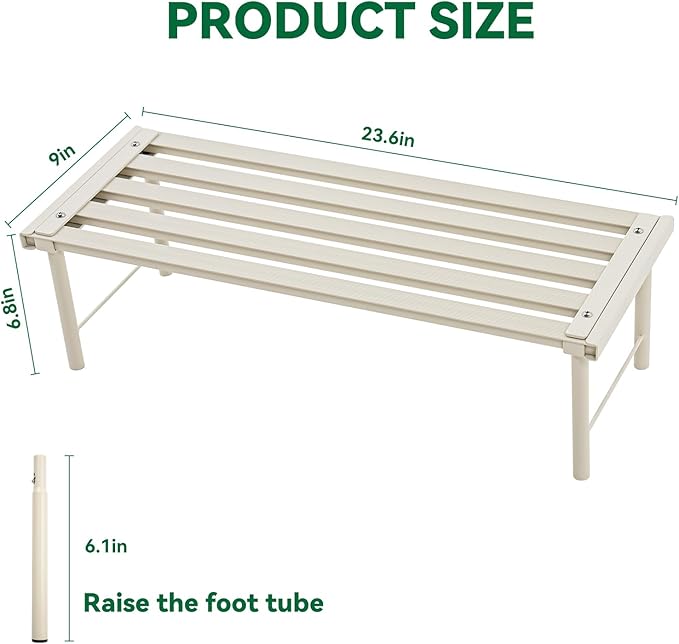 Metal Plant Stand, Rust-proof Aluminum Flower Pot Stand, Heavy Duty Planter Display Shelving for Patio Balcony Garden Living Room Decorative (White, 23.6 Inch) Rootora