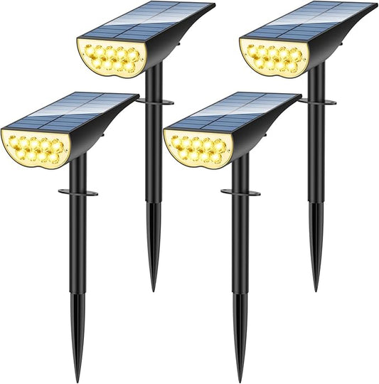 Solar Spot Lights Outdoor, Solar Lights Outdoor Waterproof IP65, 3 Brightness Modes Dusk to Dawn Landscape Spotlights for Yard Garden Pathway Tree Decoration, Warm White, 4 Pack ZookkiDirect