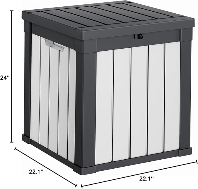 40 Gallon Resin Deck Box, Lockable Patio Outdoor Storage Box for Furniture, Garden Tools and Tools Storage, Waterproof Outside Storage Boxes - Black&White OutdoorLivingPerfected