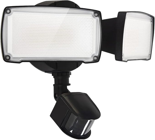 UME 19W LED Flood Light Motion Sensor Outdoor, 2 Adjustable Head, 2000LM, 5000K, IP65 Waterproof, Dusk to Dawn Security Light with Photocell for Exterior,Outside,Garage,House(Black) UME