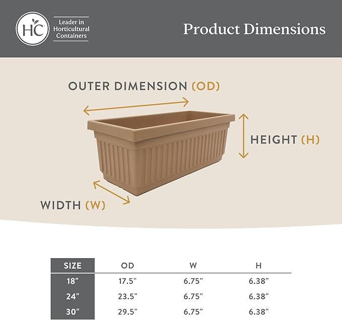 The HC Companies 24 Inch Venetian Window Planter Box with Drainage Plug, Lightweight UV-Resistant Plastic Indoor & Outdoor Planters, 2-Pack Flower Box for Garden & Home Decor, Clay TheHCCompanies