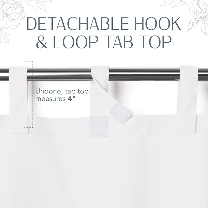 Elrene Home Fashions Matine Weatherproof Tab-Top Indoor/Outdoor Solid Color Curtain Panel for Porch, Pergola, Patio, Deck, 52”W x 108”L, White ElreneHomeFashions