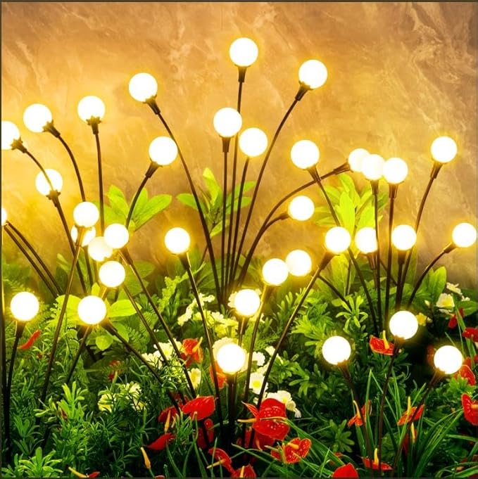 Solar Lights Outdoor Waterproof, 2 Packs 16LED, Solar Garden, Patio, Garden Decor, Patio Decor, Firefly Outdoor, Unique Gifts for Women, Gifts for Grandma Rootora