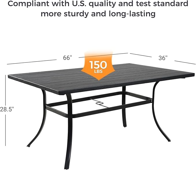 Grand patio 7-Piece Outdoor Dining Set, 6 Leather-Look Wicker Swivel Blue Patio Chairs & 1 Rectangular Dining Table, Black GrandPatio