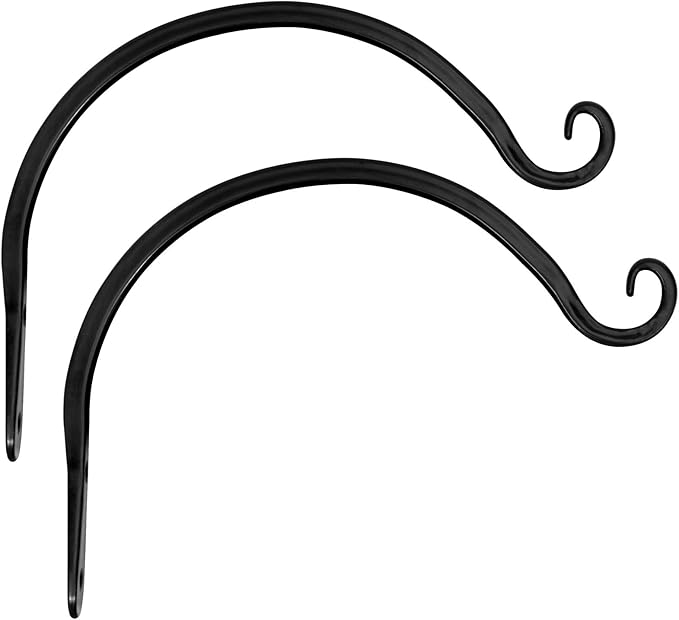 Mkono 8 Inch Plant Hangers Hanging Plant Bracket Wall Post Hooks Indoor Outdoor for Flower Pot Basket, Bird Feeder, Wind Chime, Lanterns, 2 Pcs, Black Mkono