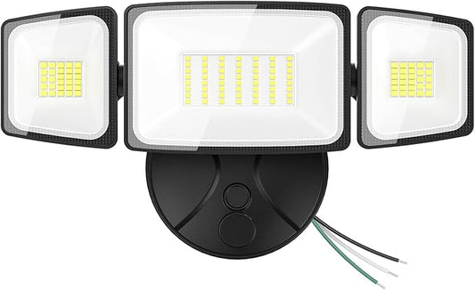 Onforu 75W Flood Lights Outdoor, 7000LM Brightness Security Lights Switch Controlled, 3 Adjustable Heads, IP65 Waterproof, 6500K Wall Mount Exterior LED Flood Light Onforu