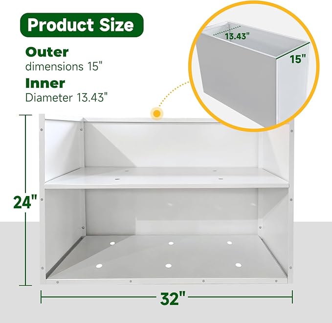 White Steel Heavy Planter for Outdoor Plants Metal Rectangular Outdoor Planter Spliced Flower Box with Partitions for Outside,Indoor,Garden (White, 32 * 15 * 24) DISCOVERINGBEAUTY