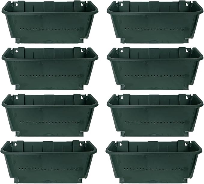 Self-Watering Wall Mounted Planter Set, Indoor and Outdoor Vertical Planter, Stackable Wall Mounted, for Balcony Decoration (Blackish Green 8 Pack) Rootora