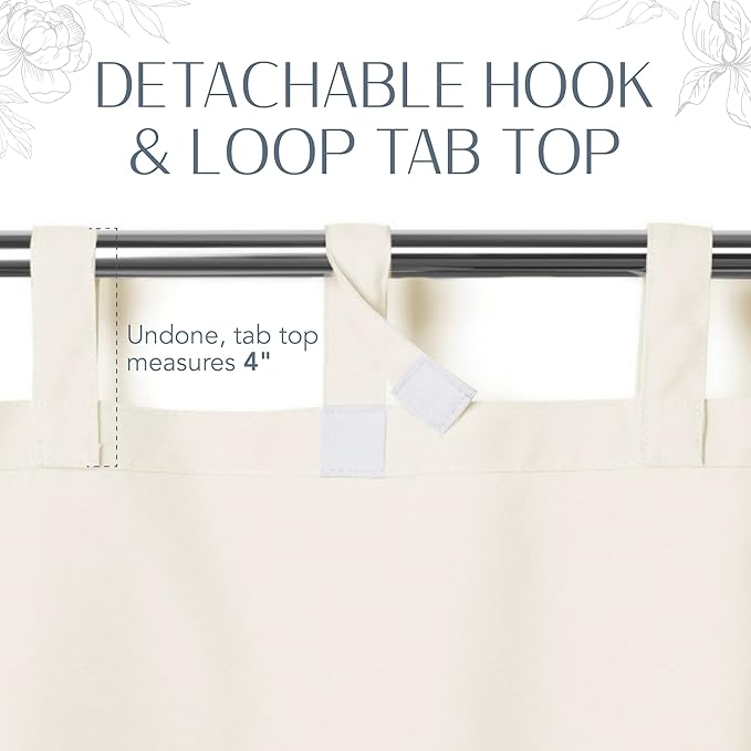 Elrene Home Fashions Matine Weatherproof Tab-Top Indoor/Outdoor Solid Color Curtain Panel for Porch, Pergola, Patio, Deck, 52”W x 84”L, Ivory ElreneHomeFashions