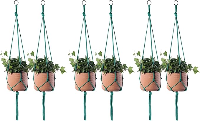 ELANE 6PCS Macrame Plant Hanger Indoor Hanging Planter Basket Decorative Tassels Flower Pot Holder for Indoor Outdoor Home Decor(6Pcs Green) ELANE