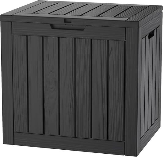 TARKARI 35 Gallon Lockable Resin Deck Box, Waterproof & UV-Resistant Outdoor Storage Box for Outdoor Cushion Storage, Garden Tools & Pool Accessories Storage, Black Home