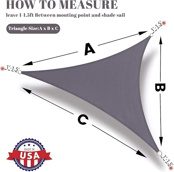 SUNLAX Custom Size 10'x18'x20.6' Dark Grey (Gray) Sun Shade Sail Right Triangle UV Block Sunshade for Backyard Yard Deck Patio Garden Outdoor Facility (Customized) SUNLAX