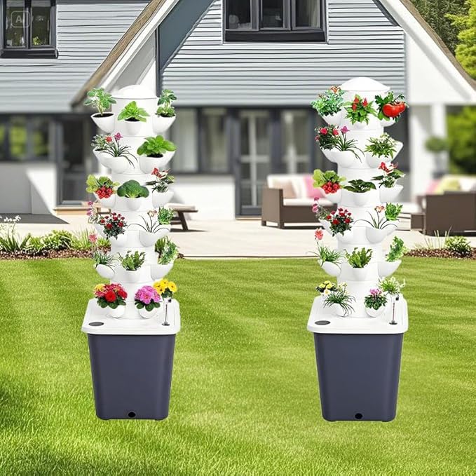 Hydroponics Growing System, 30 pods Hydroponics Tower Growing System Indoor Vertical Garden Planter Indoor Smart Garden Kit with Pump and Movable Water Tank Vegetable Plant Gift for Gardening Lover Rootora