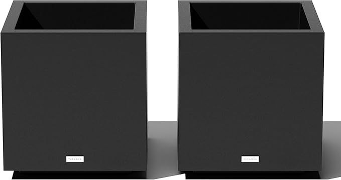 Veradek Block Series Cube Plastic Planter - Large Square Planter for Indoor or Outdoor Patio/Garden | Durable All-Weather Use with Drainage Holes | Modern Décor for Tall Plants, Trees, Flowers VeradekOutdoor