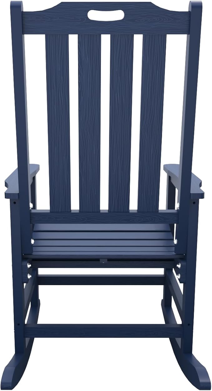 Oversized Rocking Chair Set of 8, Outdoor Rocking Chair for Adults, All Weather Resistant Porch Rocker for Lawn Garden, Navy Blue THOEOE